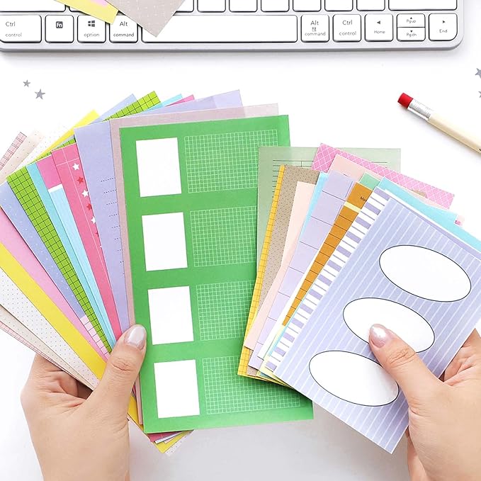 100 Sheets A6 and A7 Refill Paper for Planner,50 Designs Loose Leaf Paper Double-Sided Lined and Blank Journal Inserts for Binder Notebook