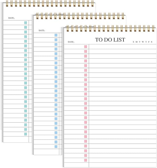 3Pcs To Do List Notepad,Undated Daily Planner Notebook With To Do List Notepad,Planner Spiral Checklist for School Office A5 Size