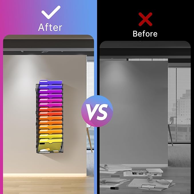 15-Tier Mesh Wall File Organizer, Hanging Files and Clipboard Organization for Office Home, Assembly Needed, Black 2 Pack