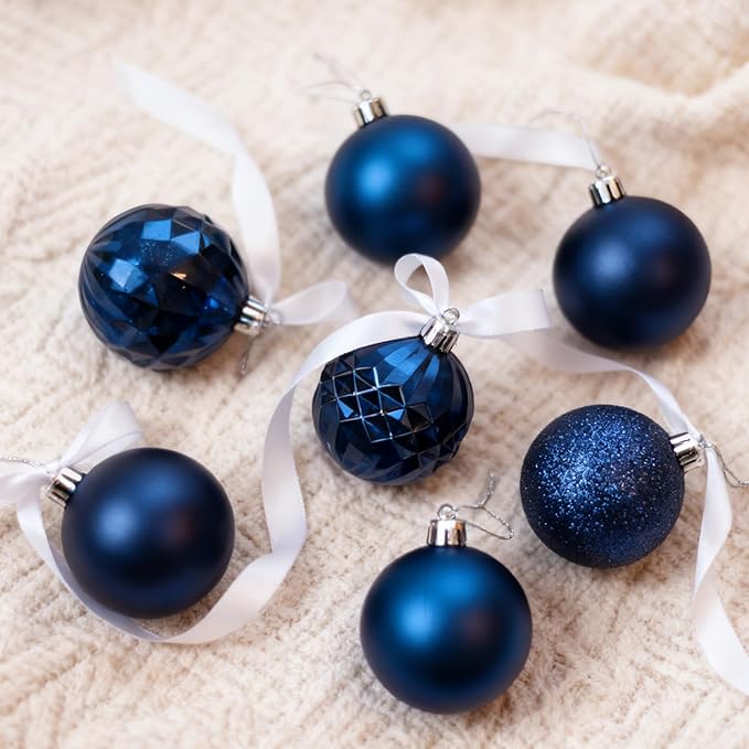 Christmas Tree Decorations Ornament Set, 60ct 2.36 Inches Blue Shatterproof Christmas Ball Ornaments, Hanging Ball for Xmas Holiday Wedding Party Decor