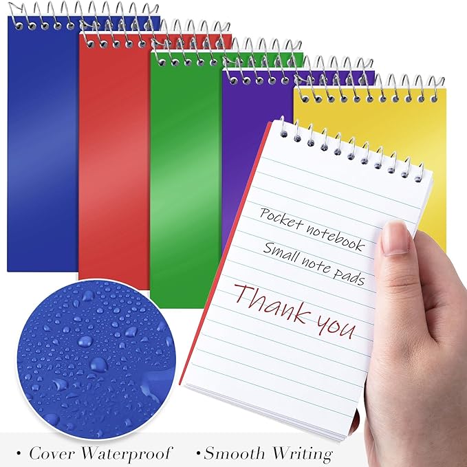 Leinuosen 100 Pcs Spiral Memo Pads 3x5 Inch 75 Sheets College Ruled Small Pocket Notebooks Little Mini Notepads Bulk Top Bound Lined Note Pads for Home School Office Travel Work (Bright Color)
