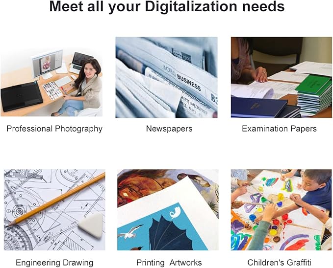 VIISAN VF3240 Large Format Flatbed Scanner, A3 Size, 2400 DPI, CIS Sensor, Scan 297 × 420 mm / 11.7" x 16.7" in 4 sec, Frameless, Auto-Scan, Document & Photo & Book Scanner, Supports Windows & Mac