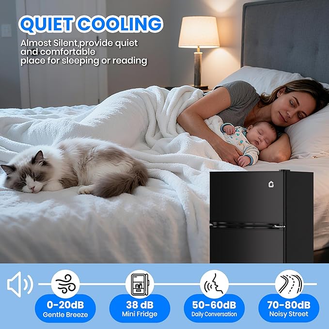 7.5 Cu Ft Refrigerator with Freezer,212L Energy Star Compact Refrigerator; Ultra Quiet & Efficient for Dorm, Apartment, Office,Reversible Door & Adjustable Thermostat