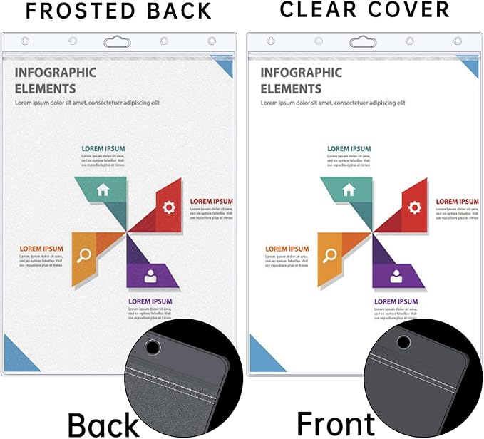 12PCS Hard Sheet Protectors 8.5 x 11 Waterproof Resealable Zip Paper Page Protectors Clear Rigid Plastic Sleeves for Photos Certificate, Heavy Duty Document Holder Wall Sign Holder, Vertical