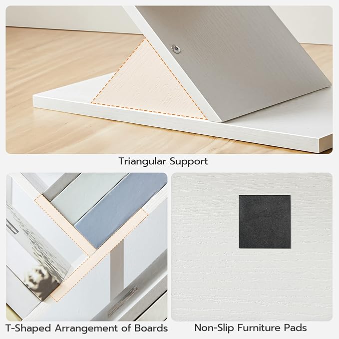 HOOBRO Tree Bookshelf, 9-Tier Bookcase Wooden Shelves, Floor Standing Storage Rack, for Display of CDs, Books in Living Room, Home Office, Wood Storage Rack for Bedroom, White WT08SJ01G1