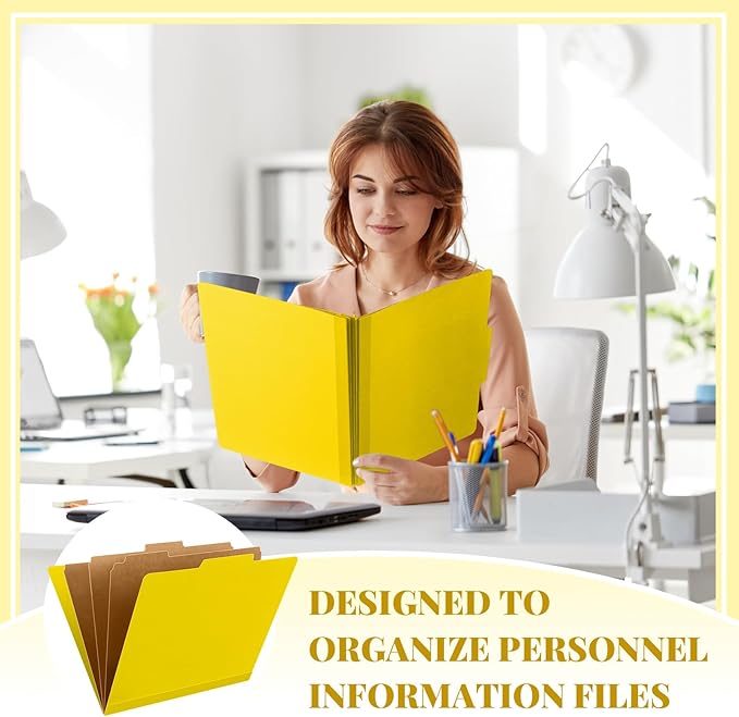 Skyygemm 24 Pcs Classification Folders Letter Size, 3 Divider Pressboard File Folder with Fasteners, Expanding File Organizer Bulk for Teachers, Clergy, Office, Church, Christmas Donations (Yellow)