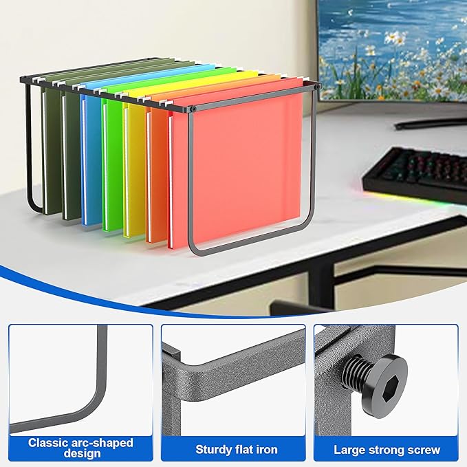 Legal and Letter Size Hanging File Folder Frame,Hanging File Folder Holder for Desktop Organizer,Metal Rack for Filing Cabinet and File Drawer,12.4” Wide x 15.3” Long x 9.4" Height,Black