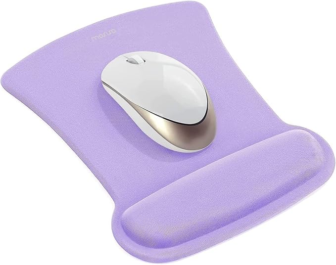 MOSISO Wrist Rest Support for Mouse Pad & Keyboard Set, Ergonomic Mousepad Non-Slip Base Home/Office Pain Relief & Easy Typing Cushion with Neoprene Cloth & Raised Memory Foam, Light Purple
