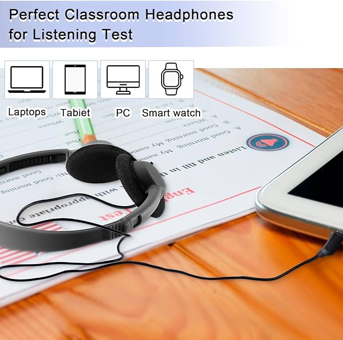 Yunsailing 10 Pack Class Set Headphones for Students Bulk School Headsets Earphones with 3.5mm Jack Classroom Must Haves Teacher Supplies for Adults Laptop Computer (Mixed Color)