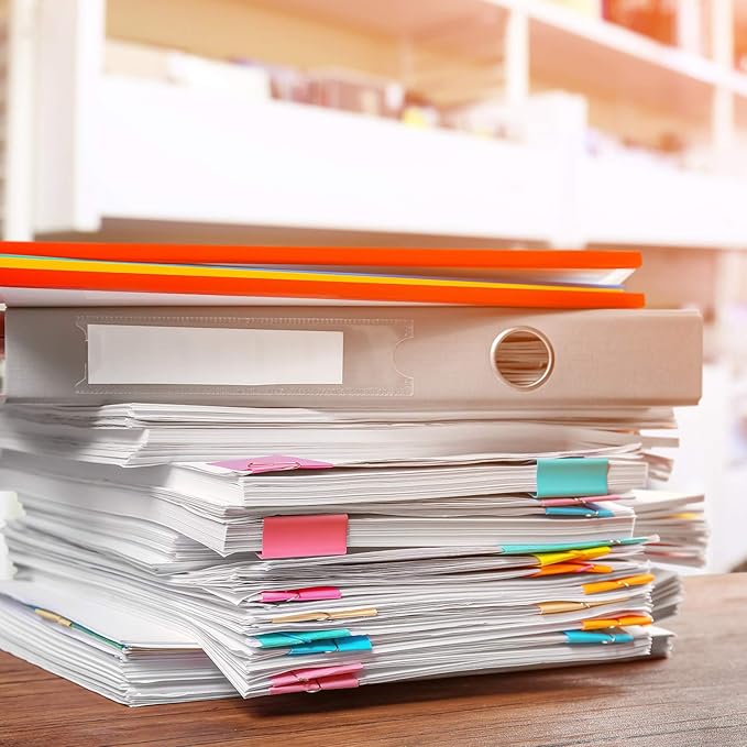 TecUnite 150 Pcs Binder Clips Assorted Sizes Pastel Paper Clamps Clips Large Medium Small Clips Office Supplies