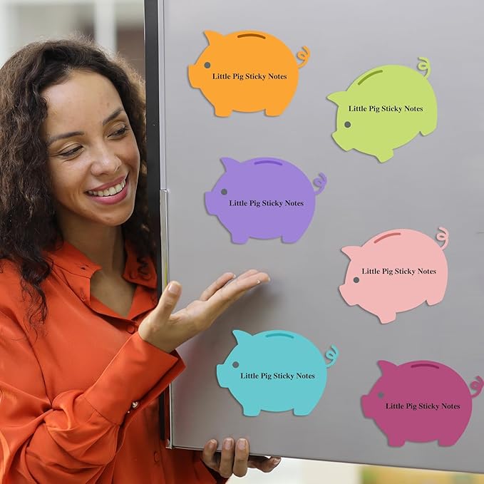 12 Pcs Small Pig Sticky Notes Pig Shaped Note Pads Colorful Self Sticky Post Notes Cute Animal Memo Sticky Tabs for School Office Home Stationery Supplies Party Favors