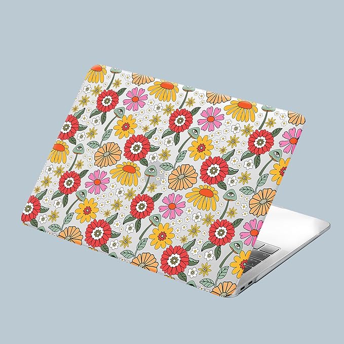 KEROM Compatible for MacBook Air 13 inch Case 2025 M4, 2024-2022 M3 M2 A3240 A3113 A2681, Cute Sleek Aesthetic Plastic Hard Shell & Keyboard Cover, Abstract Seamless Floral