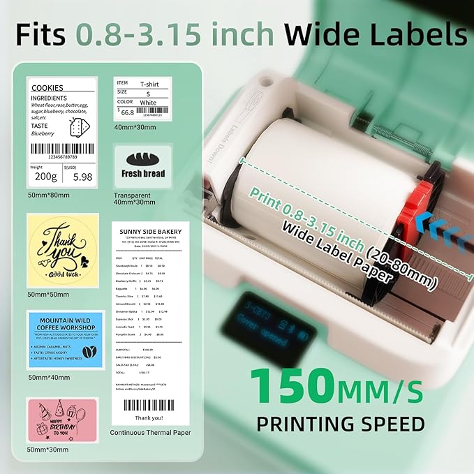 ORGSTA Label Maker Machine with Tape, T003 Thermal Label Maker, 2 Inch Bluetooth Label Printer Compatible with Phone & PC, Sticker Printer Barcode Thermal Maker for Small Business, Home, School