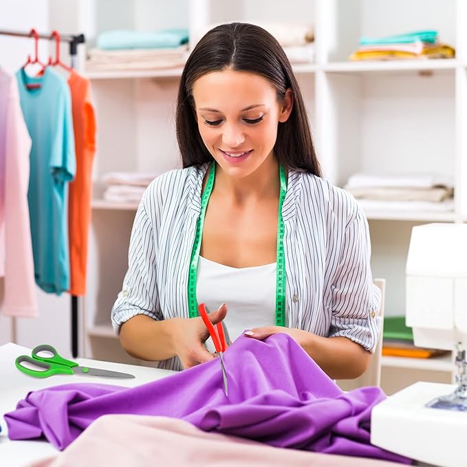 8" Scissors Bulk 6-Pack, All Purpose Scissors Stainless Steel Sharp for Office Home General Use Craft Supplies, High/Middle School Classroom Class Older Kids Scissor Set, Right/Left Handed