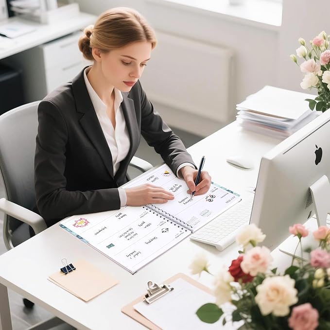 GuassLee Large 2026 Planner, Weekly and Monthly Planner from January 2026-December 2026, 8.5"x 11" Calendar Agenda Book with Back Pocket, Stickers for Home Office School Supplies, A4 Size, Khaki