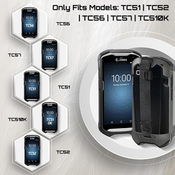 TC51 TC52 TC56 TC57 TC510K Case with Hand Strap - Protective & Ergonomic for Zebra Handheld Barcode Scanners SG-TC5X-EXO1-01 SG-TC5X-EXONHS-01 (Black)