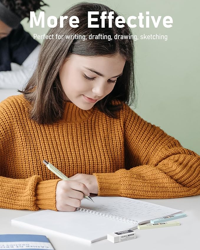 Nicpro 4 PCS Pastel Mechanical Pencil 0.7mm, Cute Fast Click Mechanical Pencils Set with 8 Tubes HB Lead Refills, Erasers, Eraser Refills for School, Student Writing, Drawing, Sketching - with Case