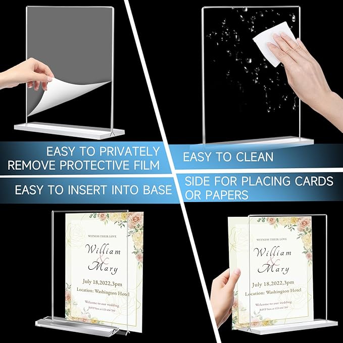 Acrylic Sign Holder 8.5 x 11,Vertical Double-Sided Acrylic Stands for Display,T Shape Clear Table Sign Stands,Menu Flyer Holder Desktop Display Stand for Home Restaurants Offices Store(6 Pack)