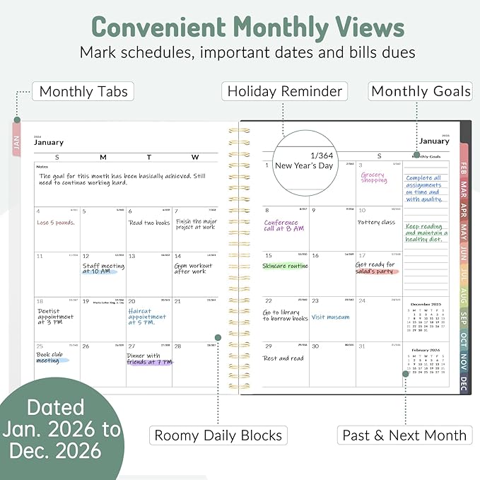 Appointment Book 2026 Planner, Forvencer Daily Weekly & Monthly Calendar Planner (Jan 2026-Dec 2026), 6" x 8", Hourly Agenda Book with 30 Minute Increments, Flexible Cover Planning with Inner Pocket, Organizer Notebook for Office School Supplies, A5, Red
