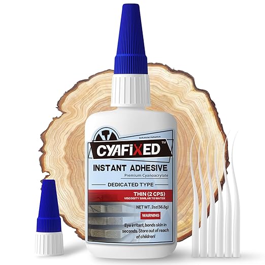 Professional Grade Cyanoacrylate Super Glue, Super Thin Viscosity CA Glue for Woodworking, 2 oz. (56.8 Grams) - Instant Adhesive for Woodturning, Pen Turning, Finish & Hobby