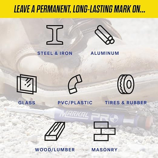 Markal 96270 - Markal PRO Holder with 1 Graphite Lead, Built-in Sharpener, 1 Click Advance, Heavy-Duty Metal Barrel Construction & Extended Needle-Nose Tip for Use in Toughest Jobs