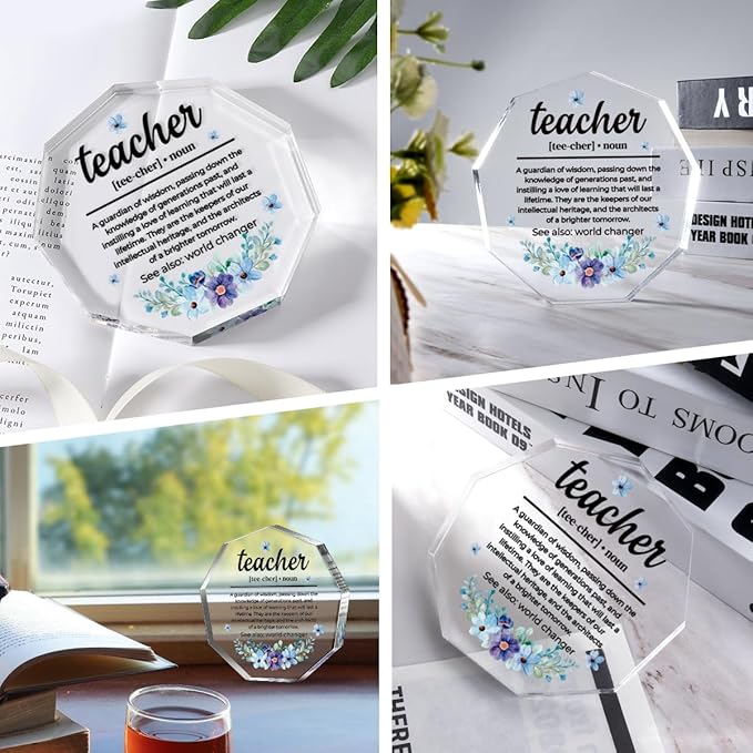 Teacher Gifts for Women Thank You Gifts for Teacher Best Teacher Ever Gifts Back to School Gift for Teacher Graduation Appreciation Birthday Christmas Gift for Teacher Definition Acrylic Decorative Signs Plaques
