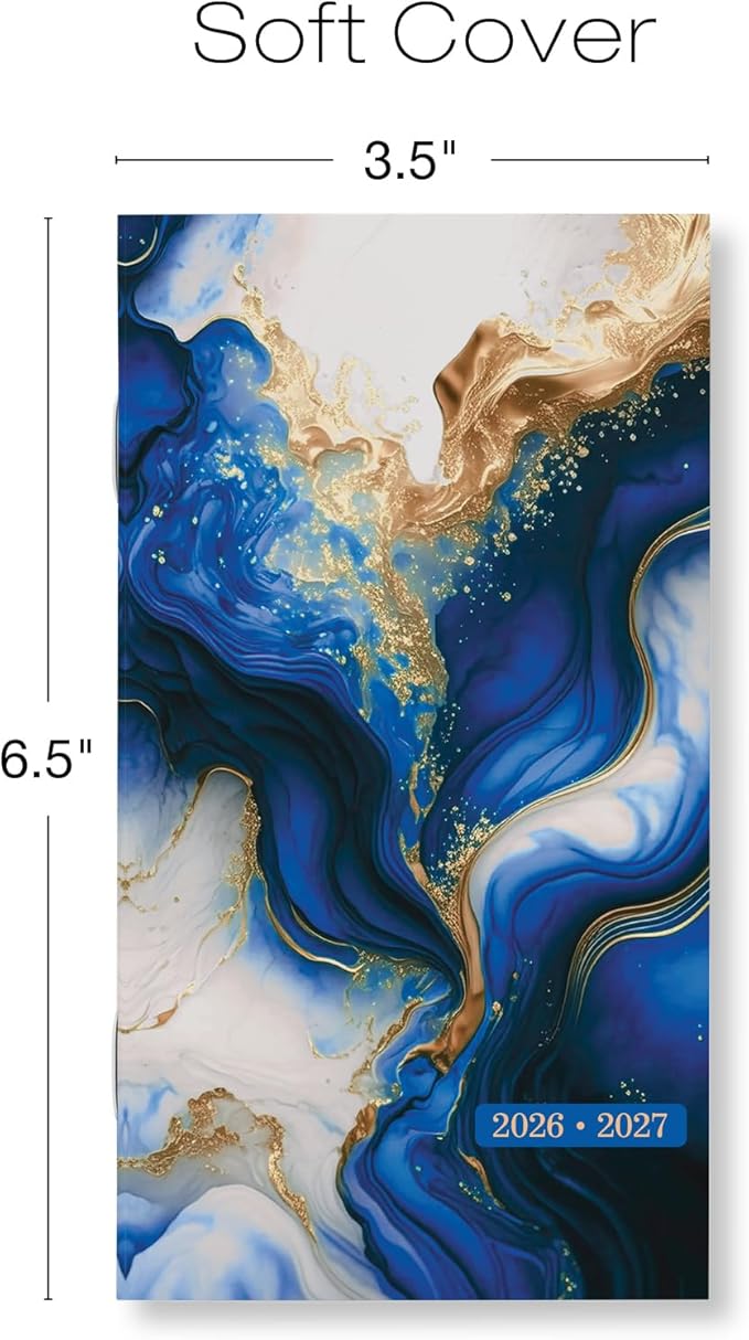2-Year Monthly Pocket Planner/Pocket Calendar, 3.5"x6.5", 2026-2027: Weekly Planner/Weekly Agenda/Monthly Calendar Organizer (Dark Blue Marble)