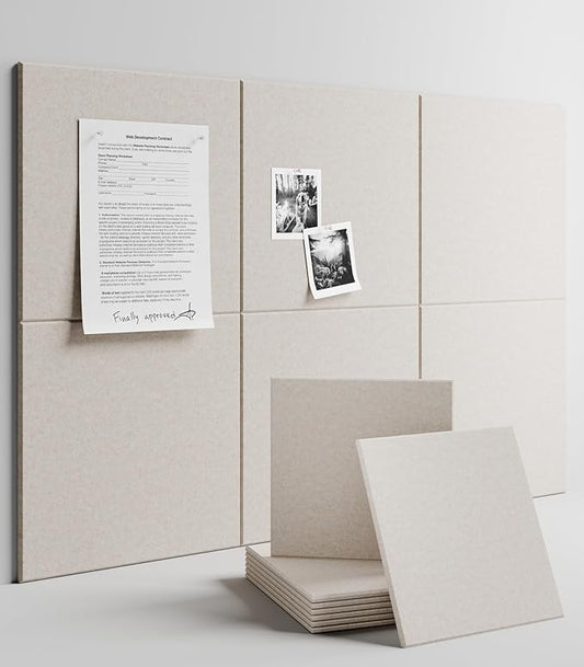 Large Felt Bulletin Board 36" x 24" Cork Board Alternative-6 Pack with 40 Safe Removable Adhesive Tabs, Cork Boards for Walls Cork Board for Home Office Classroom Pin Board - Oatmeal