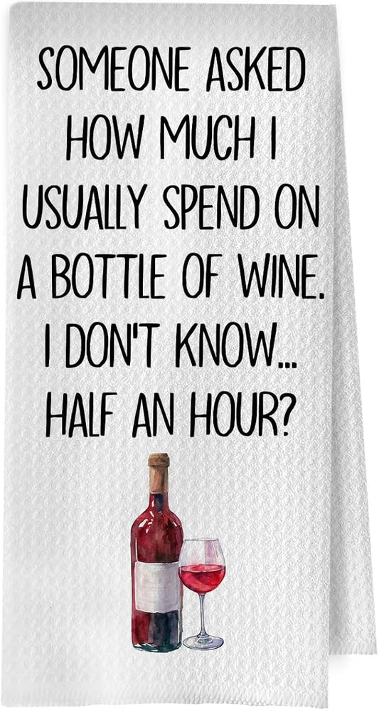 Funny Wine Kitchen Towels 16x24 Inch, Wine Lovers Women Gifts Dish Tea Bar Towel for Kitchen Bar Cart Decor, Gifts for Alcohol Lovers Decorative Hand Towels