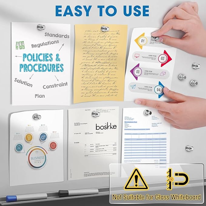 Grtard 8 Pack Magnetic Push Pins, Fridge Magnets for Whiteboard, Whiteboard Magnets Refrigerator Magnets, Small and Strong Push Pin Magnet for Office, School, Locker, and Map Magnet