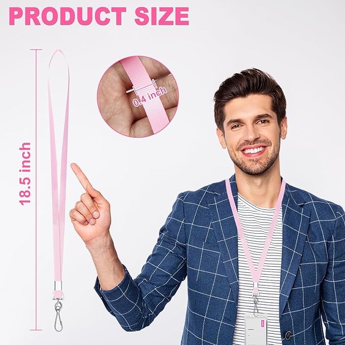 Pink Lanyards Bulk 50 packs Lanyards for ID Badges,Lanyards with Swivel Hook Clips for Name Tag Lanyard ID Holder