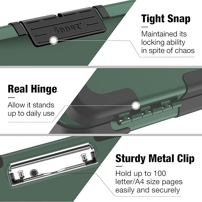 Sooez Toughest Clipboard with Storage, Internal Pen Pouch Included, Letter/ A4 Size, Shockproof Heavy Duty Plastic Clip Boards 8.5x11”, High Capacity Clipboards Box Case for Contractor Trucker Driver
