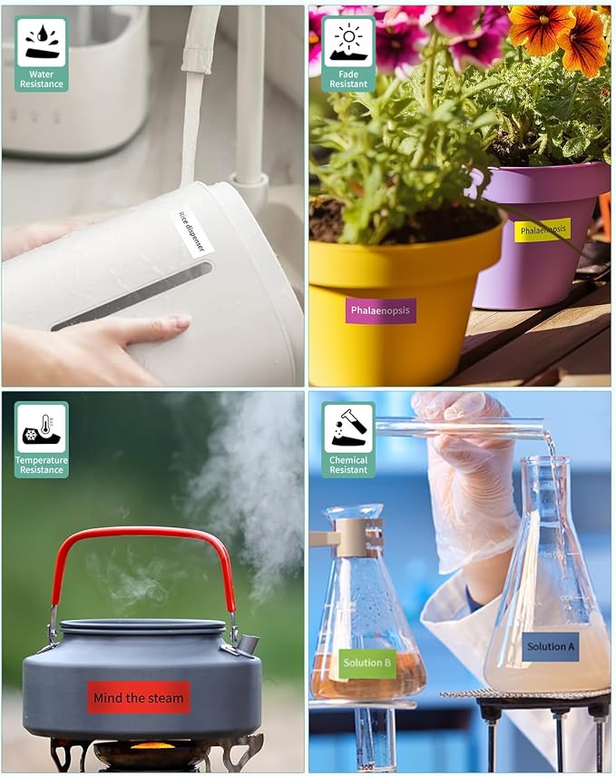 6-Pack 18mm 0.7" Laminated Tape Compatible for Brother P-Touch Label Tape 18mm 0.7 Inch Laminated Colored Tze Tz 3/4" Label for PTD400 PTD610BT PTD410 PTD600, White/Red/Yellow/Blue/Green/Pink