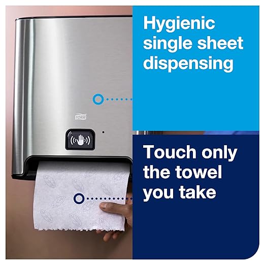 Tork Matic Hand Towel Roll Dispenser with Intuition Sensor, Stainless Steel, Image, H1, One-at-a-Time Dispensing - 461202