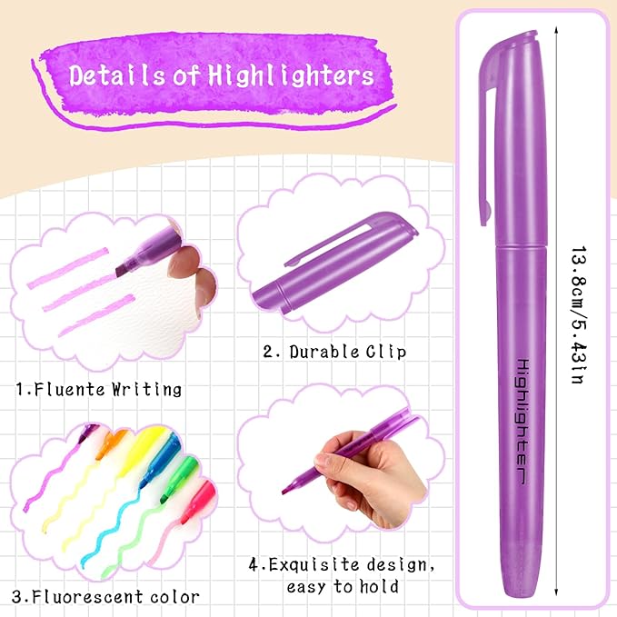 BESARME 240 Pack Assorted Colors Highlighters Bulk 6 Colors Fluorescent Markers for Home School Office