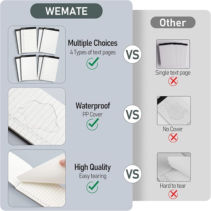 WEMATE 10 Pieces Small Notepad Holder Set Pocket Notebook - Included Mini Pocket Notepad Holder Set with 8 Memo Book Refills and Metal Pen for Meetings, Daily Records, and Notes 3 x 5 Inch (Black)