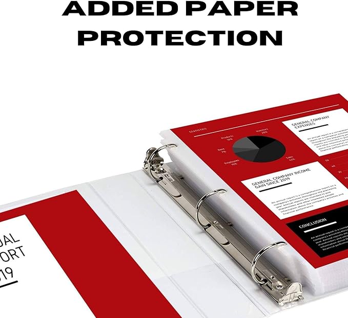 3 Ring Binder, Professional Angle D Ring Vinyl 3 Inch, Presentation Folder for Standard Pages 8.5 x 11 with Pockets, Crystal Clear View White (12 Pack) for Office Supplies