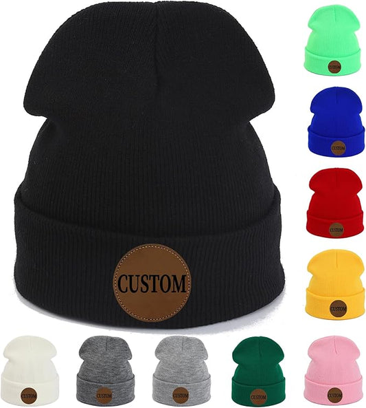 Custom Beanie for Men Women Bulk Custom Winter Hat Beanies with Logo Text Image Personalized Knit Hats Gifts for Business
