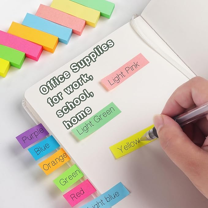 30 Pads 0.6x2 Inch Sticky Notes Flags Tabs Page Markers 10 Bright Color Sticky Index Tabs Page Flags 80 Sheet/Pad