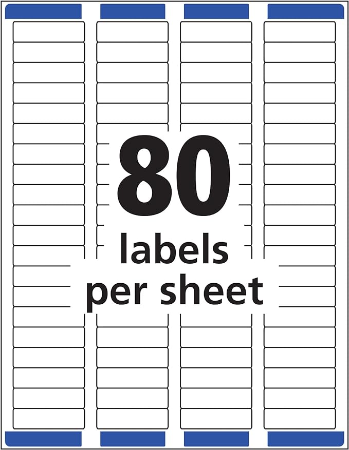 Avery Printable Return Address Labels with Sure Feed, 0.5" x 1.75", White, 8,000 Blank Mailing Labels (05167)