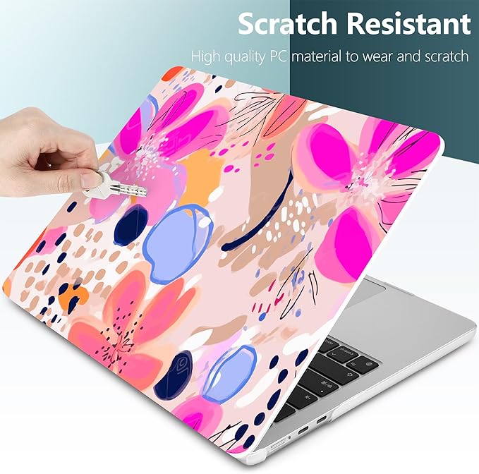 DONGKE Compatible with M4 MacBook Air 15 inch Case 2025 2024 2023 A3241 A3114 A2941 M3 M2 Liquid Retina Display Touch ID, Plastic Hard Case & Keyboard Skin & Screen Protector - Floral Artistic