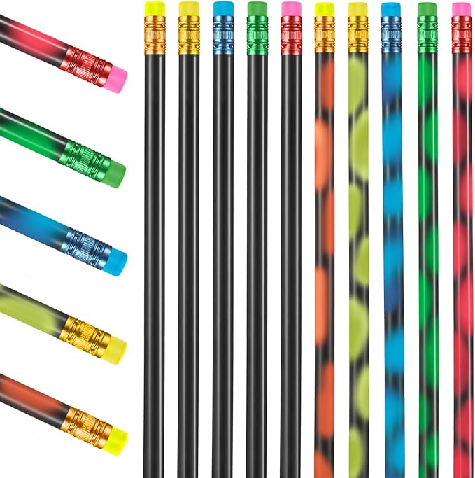 Outus 45 Pieces Color Changing Mood Pencil Bulk with Eraser 2B Wooden Heat Activated Fun Pencils Assorted Colors Thermochromic Pens Gifts for Prizes Birthday Gift Party Favors