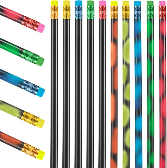 Outus 120 Pieces Color Changing Mood Pencil Bulk with Eraser 2B Wooden Heat Activated Fun Pencils Assorted Colors Thermochromic Pens Gifts for Prizes Birthday Gift Party Favors
