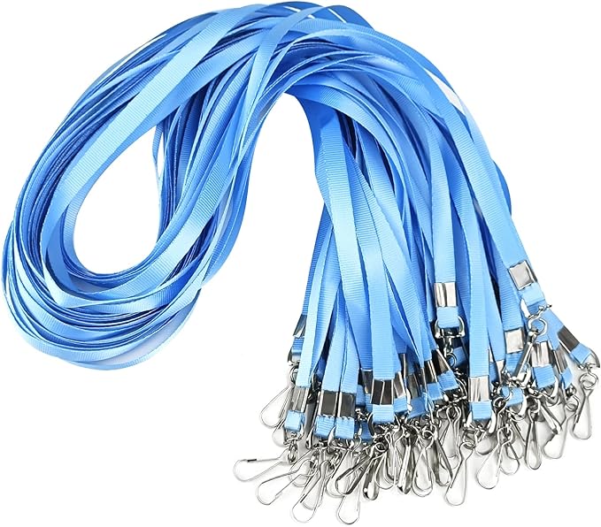 Bulk Lanyards Lanyards for ID Badges,Lanyards with Swivel Hook Clips for Name Tag Lanyard ID Holder (Light Blue, 100 packs)
