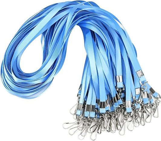Bulk Lanyards Lanyards for ID Badges,Lanyards with Swivel Hook Clips for Name Tag Lanyard ID Holder (Light Blue, 100 packs)