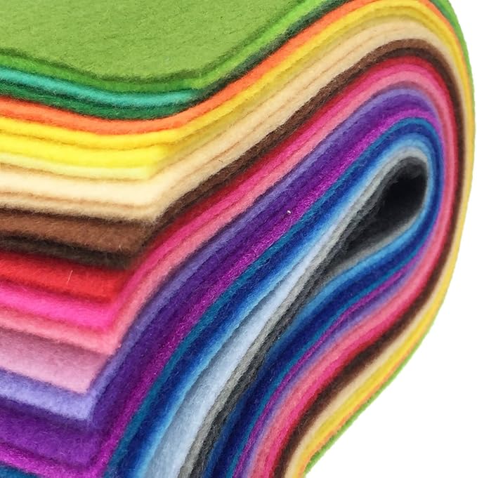 28pcs Thick 1.4mm Soft Felt Fabric Sheet Assorted Color Felt Pack DIY Craft Sewing Squares Nonwoven Patchwork (25x25cm)