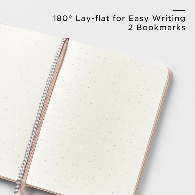&And Per Se Dotted Journal Notebook, A5 Hardcover Leather Bullet Dotted Journal, 160 Pages 100 gsm Thick Paper，3 Sheets of Stickers Included - 5.7'' x 8''（Apricot）