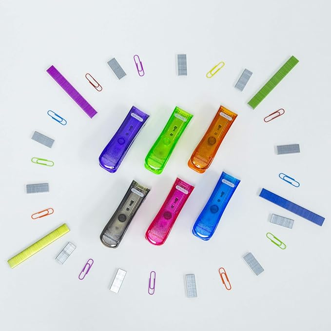 BAZIC Products Staples Standard (26/6) Metallic Color 3000/Pack, Stapler Refill Standard Size Staple, Assorted Colors, 2-Packs