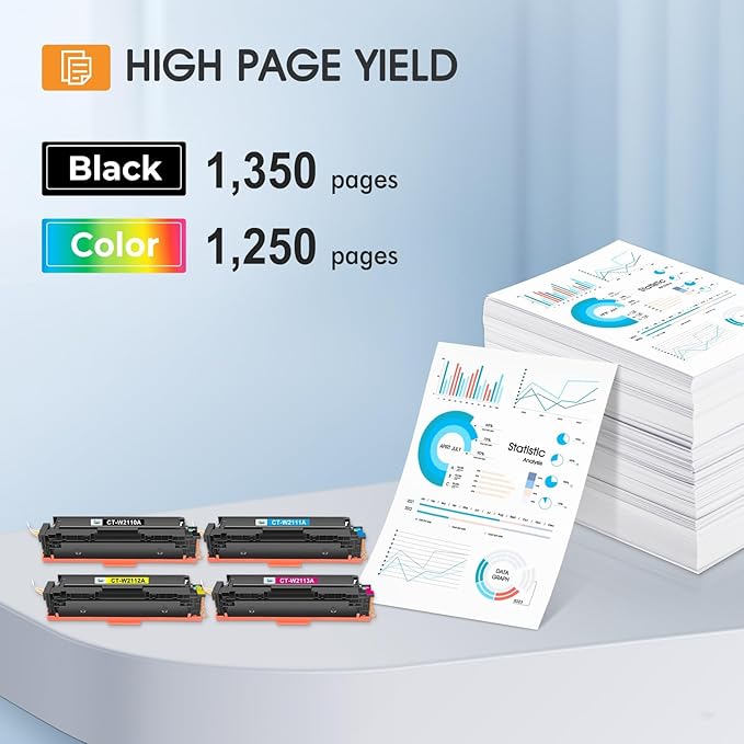 206A Toner Cartridges 4 Pack M283cdw M255dw Set Compatible Replacement for HP 206A 206X Color Laserjet Pro MFP M283fdw M283 M255 Printer High Yield Ink (with Chip) (Black Cyan Yellow Magenta)