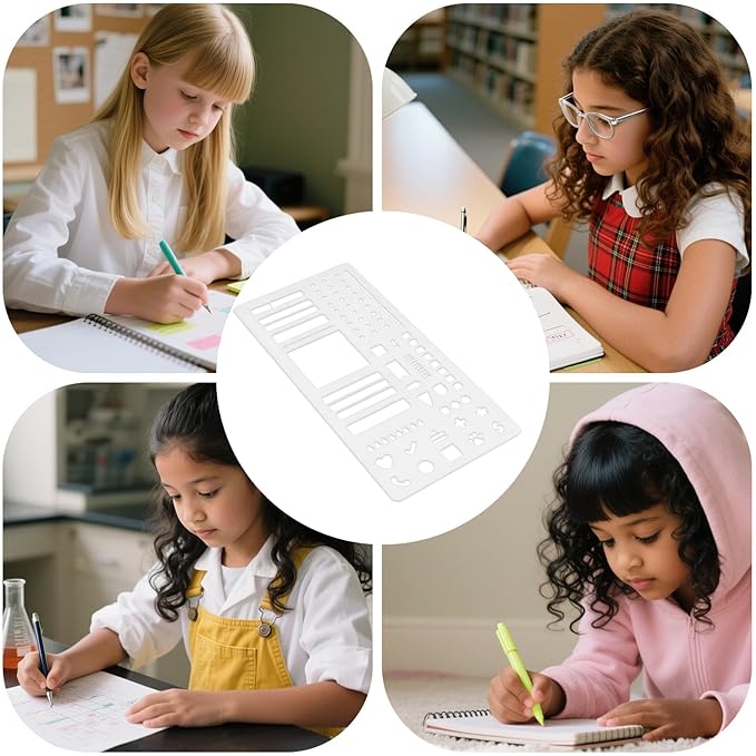 Calendar Stencils for Planners, Flexible Record Template, Scrapbook Drawing Ruler, Reusable Planner Stencil, Journaling Accessories for Lettering Banners Habit Tracker Stamps Bookmark